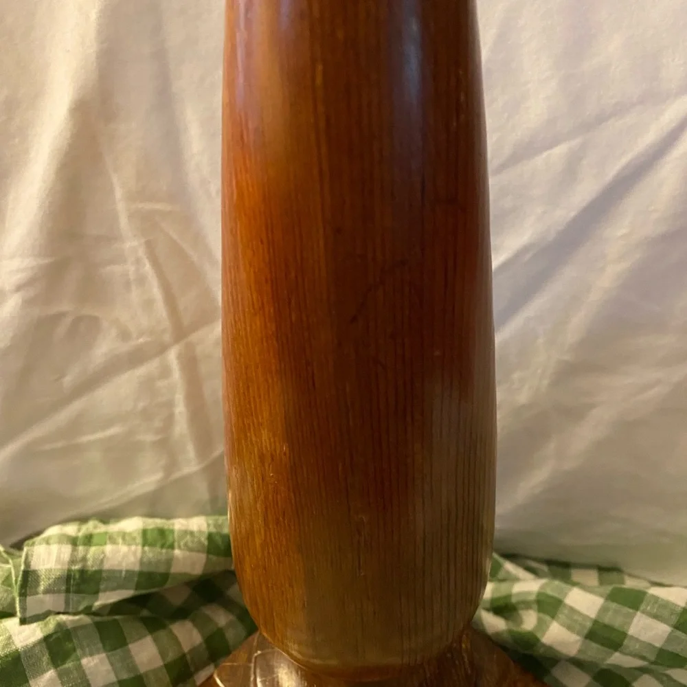Vintage Turned Wood Candlestick Holder 14.75” Tall Farmhouse Mantle Cottagecore
